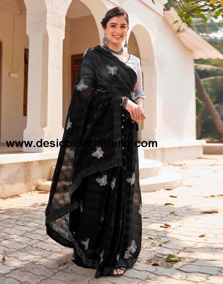 Black Chiffon Plain Ready To Wear