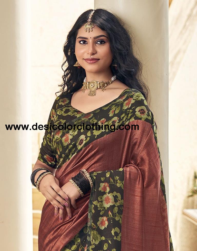 Black Silk Printed Saree