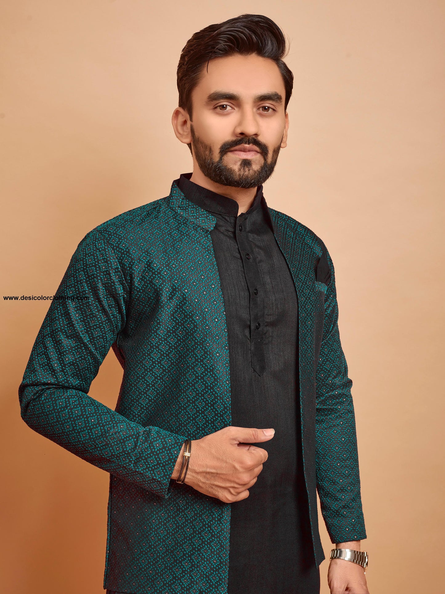 Bluevery Fashion Indo Western Style Jacket with Polo Pant Pair