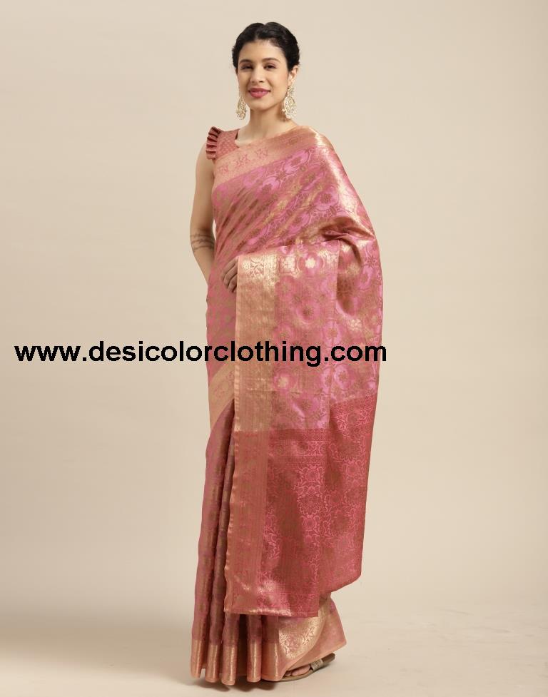 Baby Pink Cotton Silk Saree