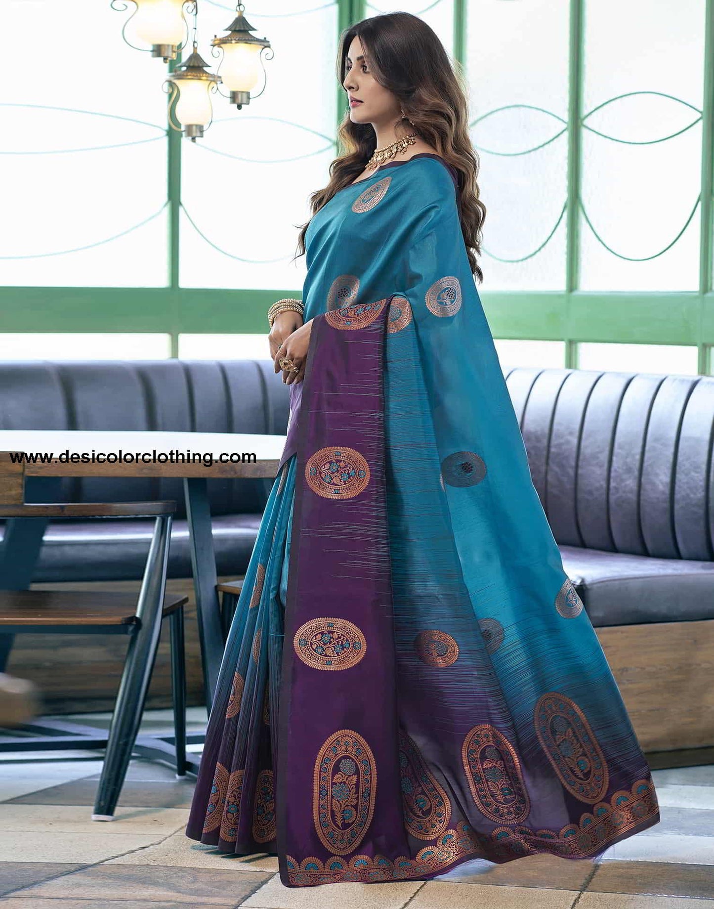 Blue Banarasi Silk Woven Saree