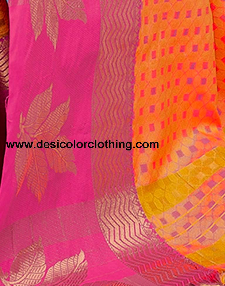 Orange Silk Woven Saree