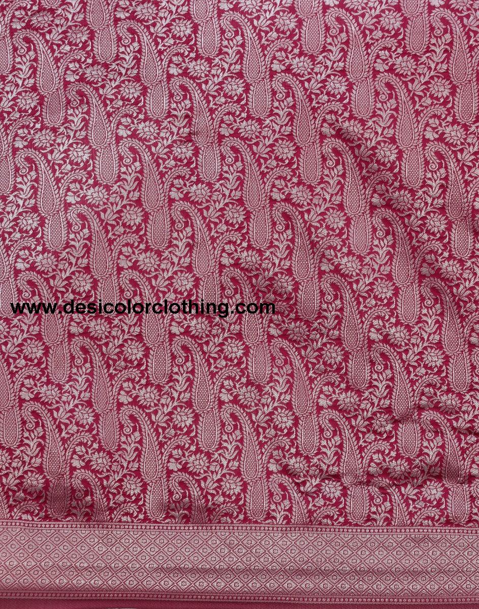 Cherry Red Banarasi Silk Saree