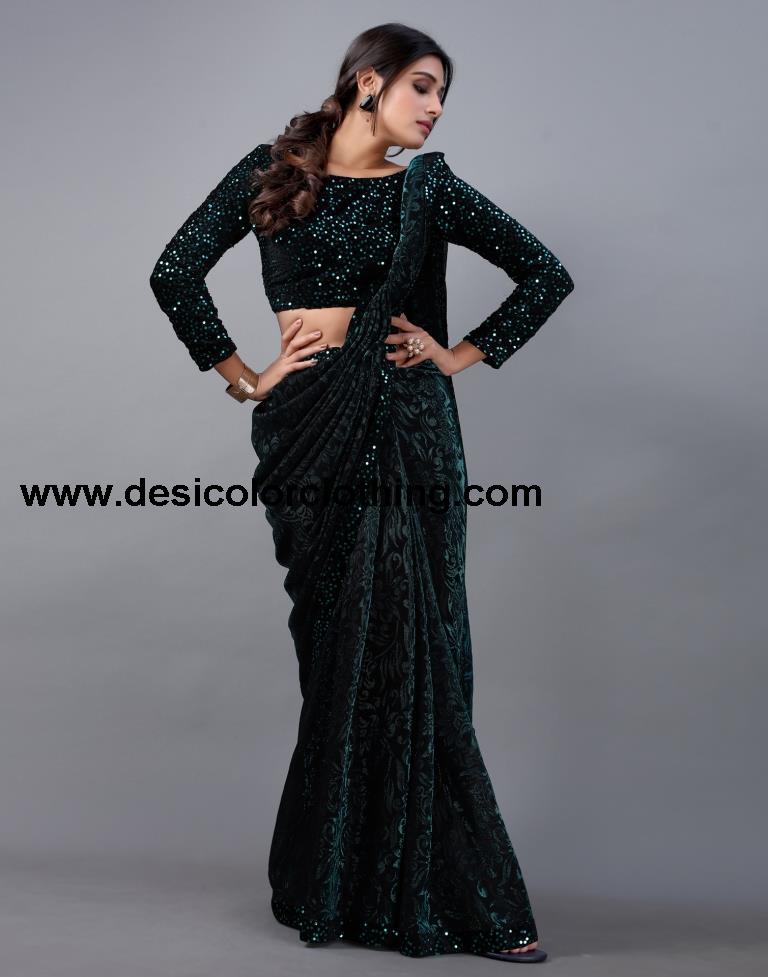 Rama Green Woven Saree | 2324S213