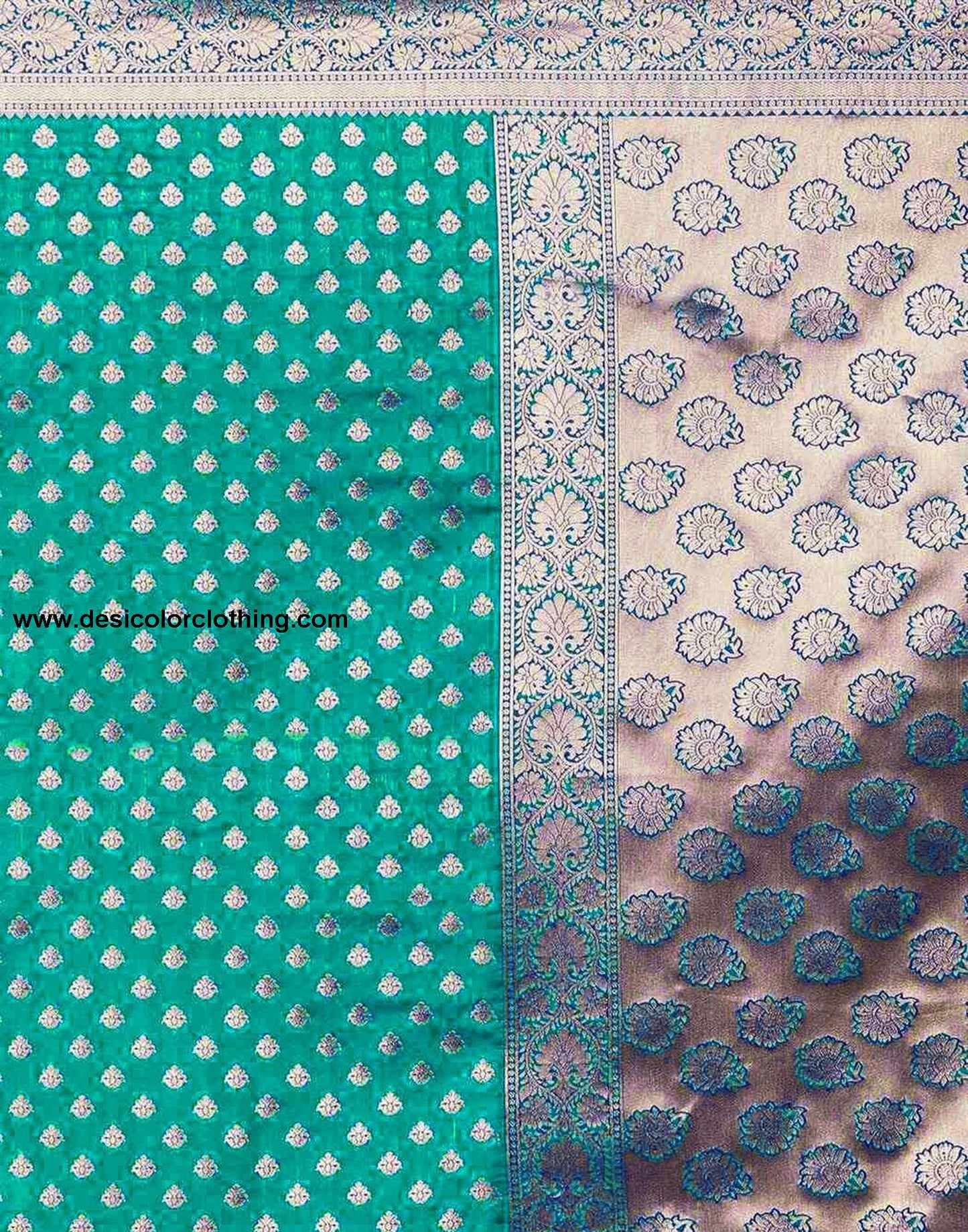 Rama Green Jacquard Silk Saree