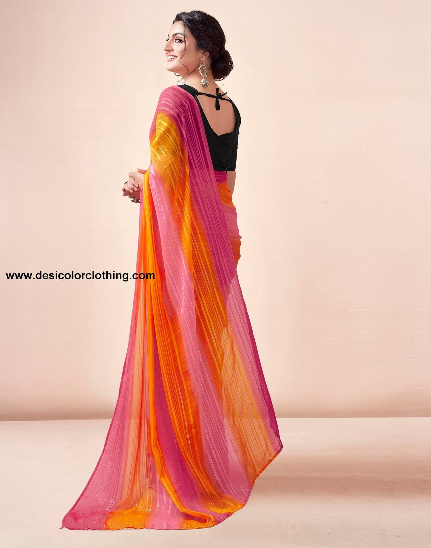 Turmeric Georgette Printed Ready to Wear Saree