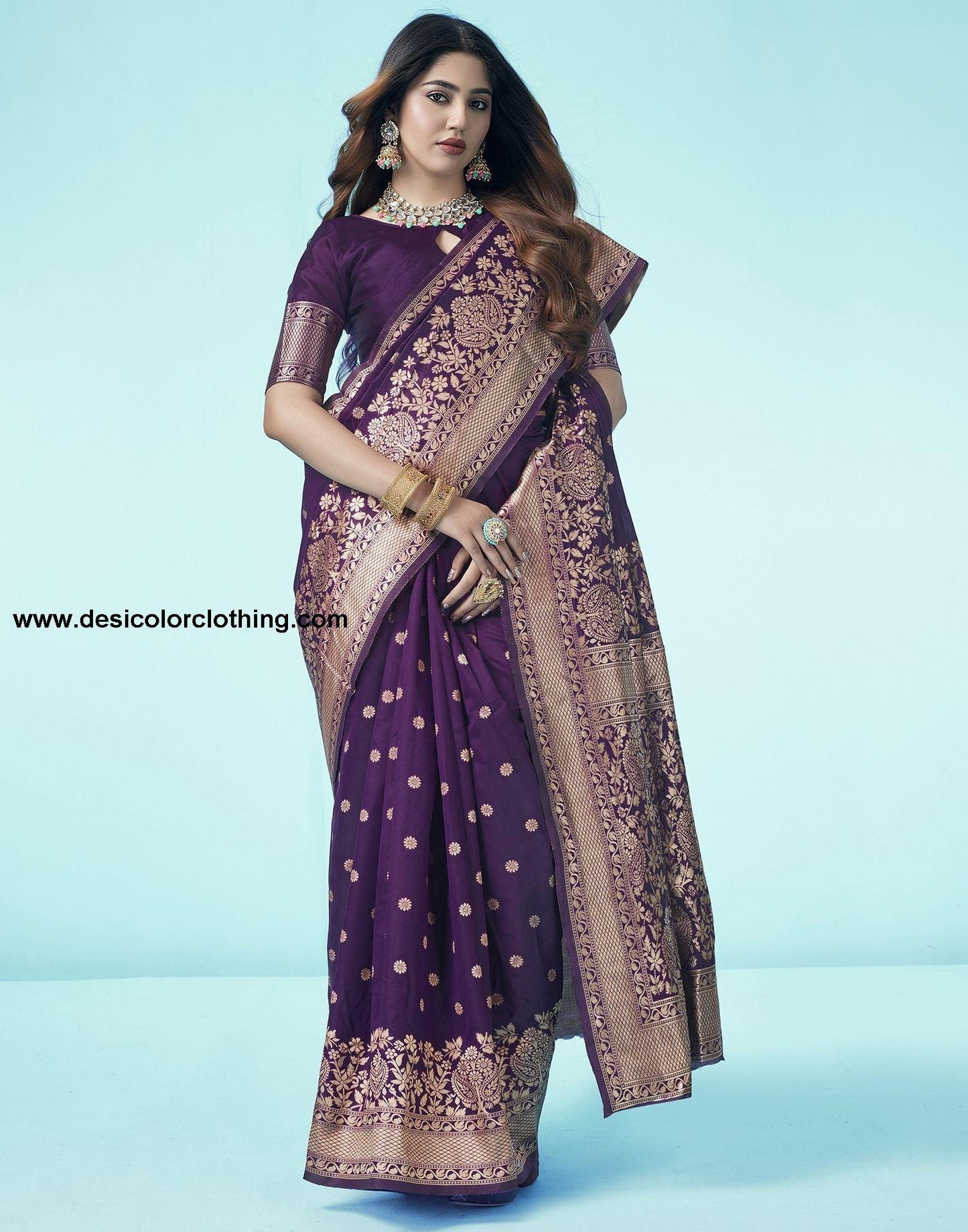 Purple Jacquard Silk Saree
