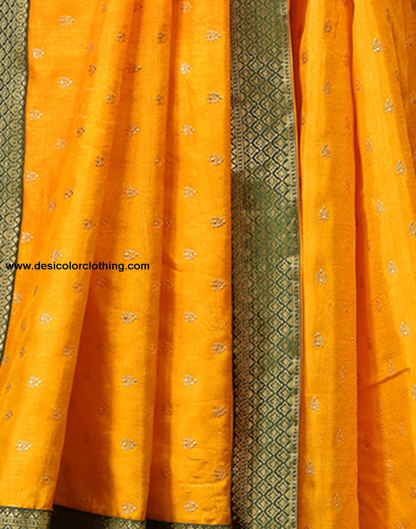 Yellow Printed Silk Saree