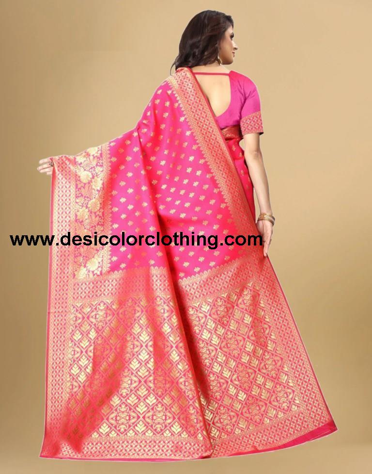 Pink Banarasi Silk Saree