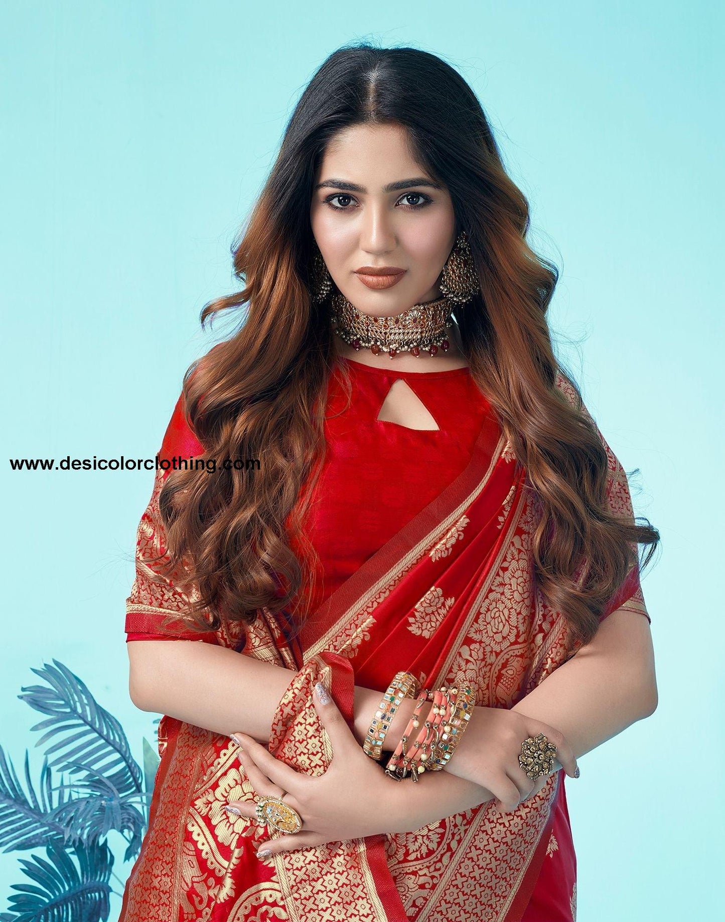 Red Jacquard Silk Saree