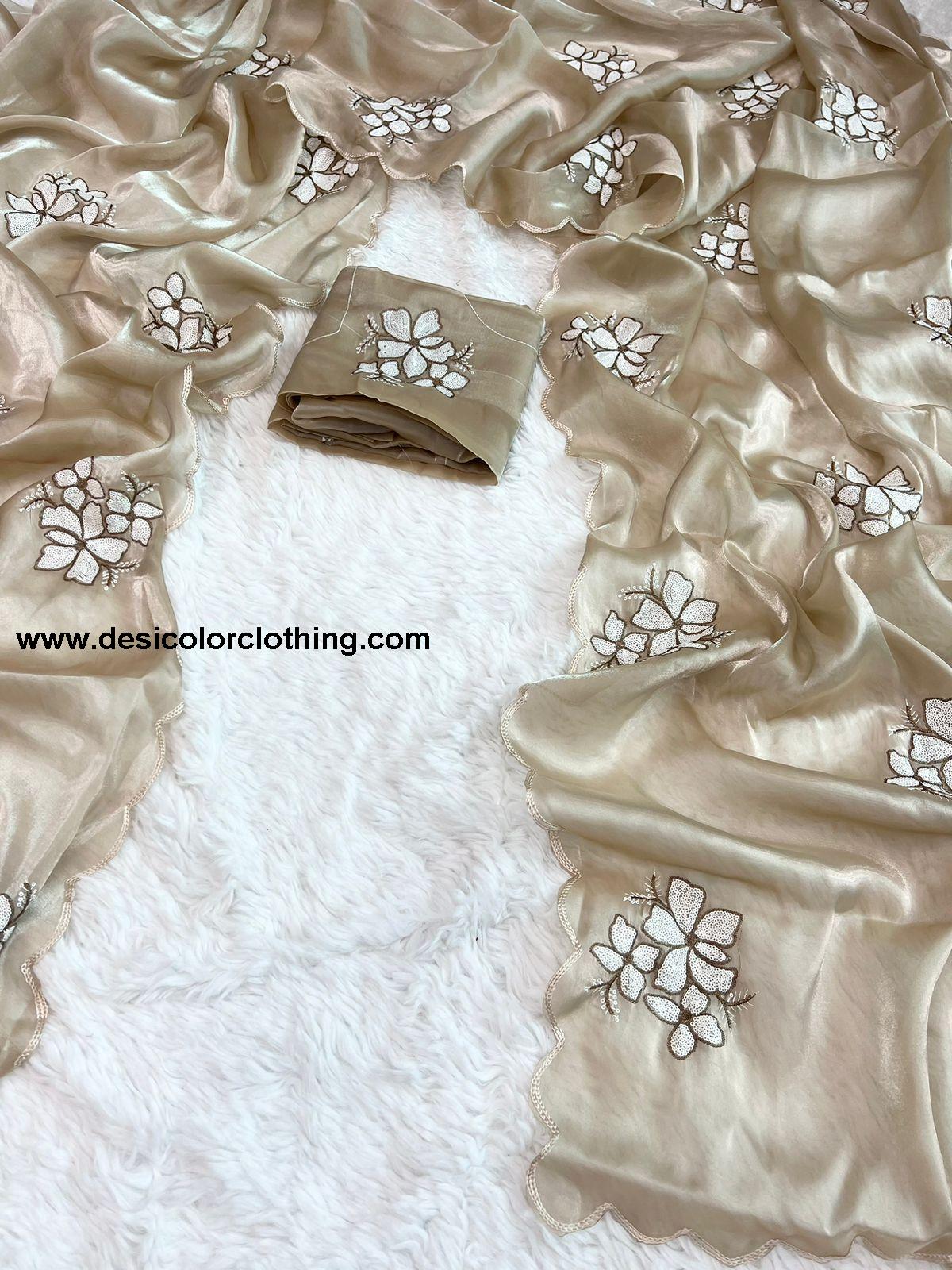 Pure Glass Jimmy Chu Chiffon Saree Collection*