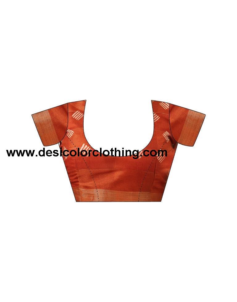 Rust Printed Cotton Saree