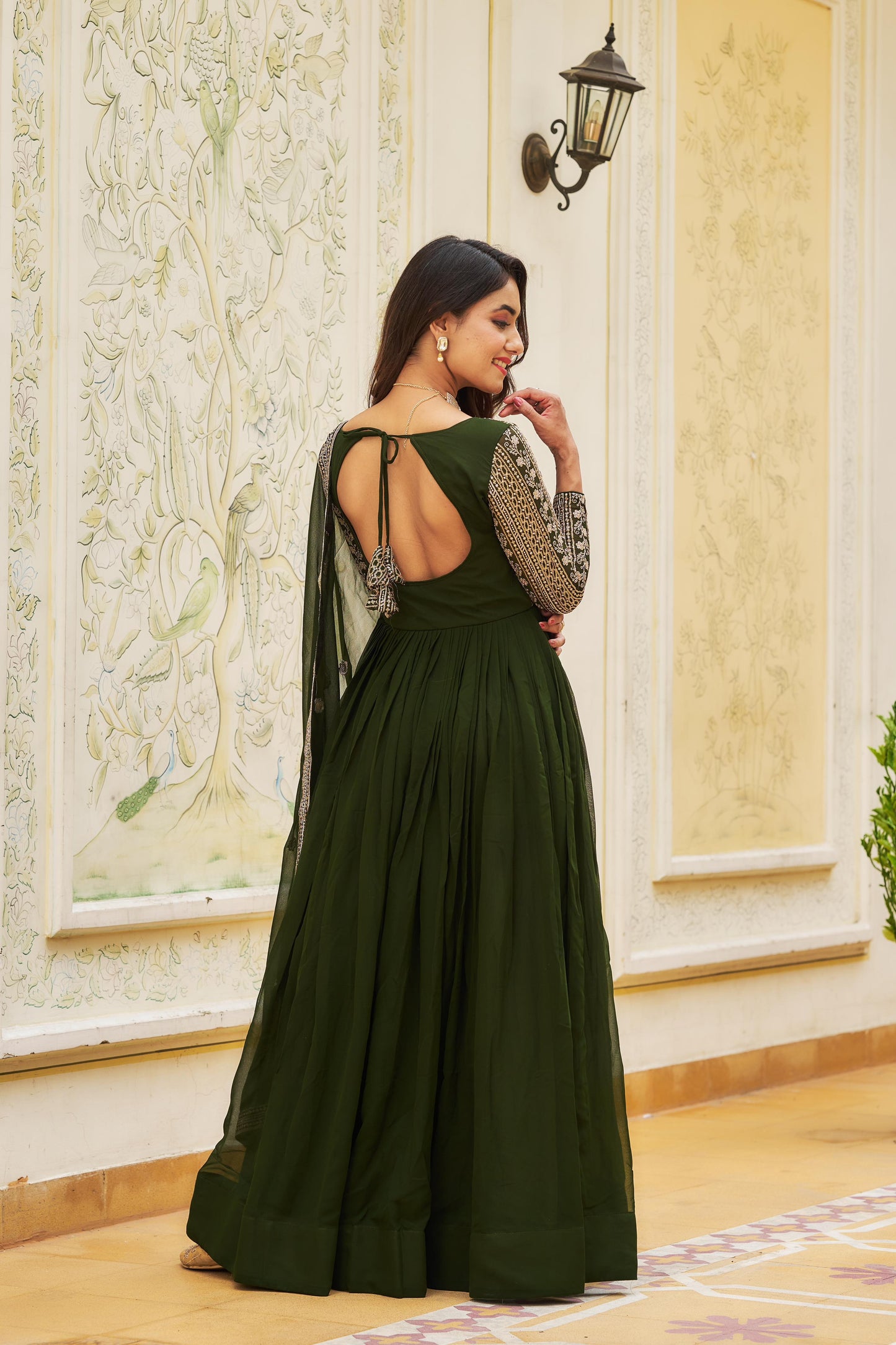 Product Image - Shree Ram Creation Festive Long Gown & Dupatta - Heavy Sequence Embroidery, Georgette Fabric