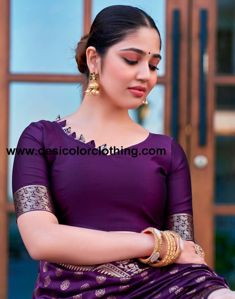 Purple Silk Weaving Saree