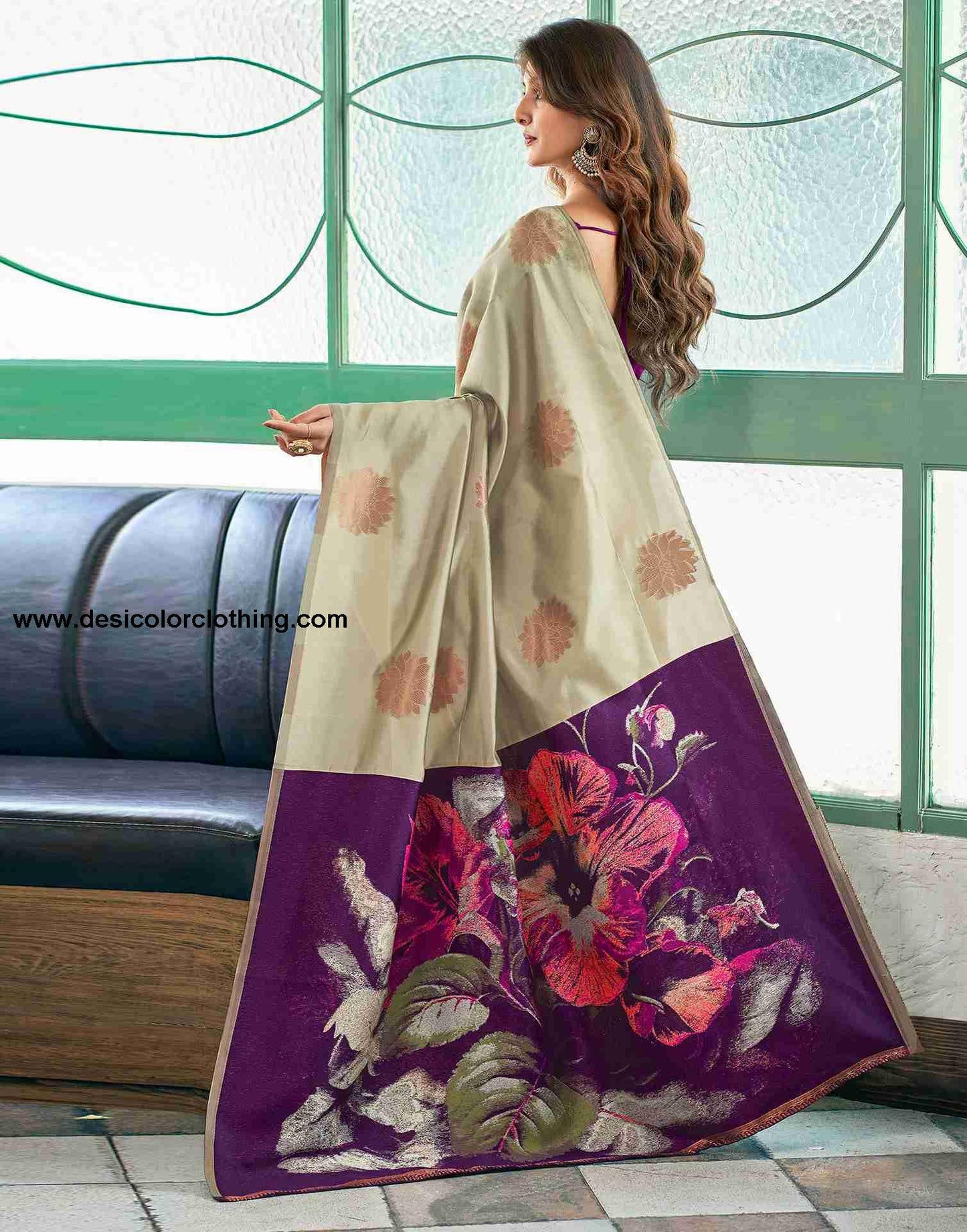 Purple Silk Woven Saree