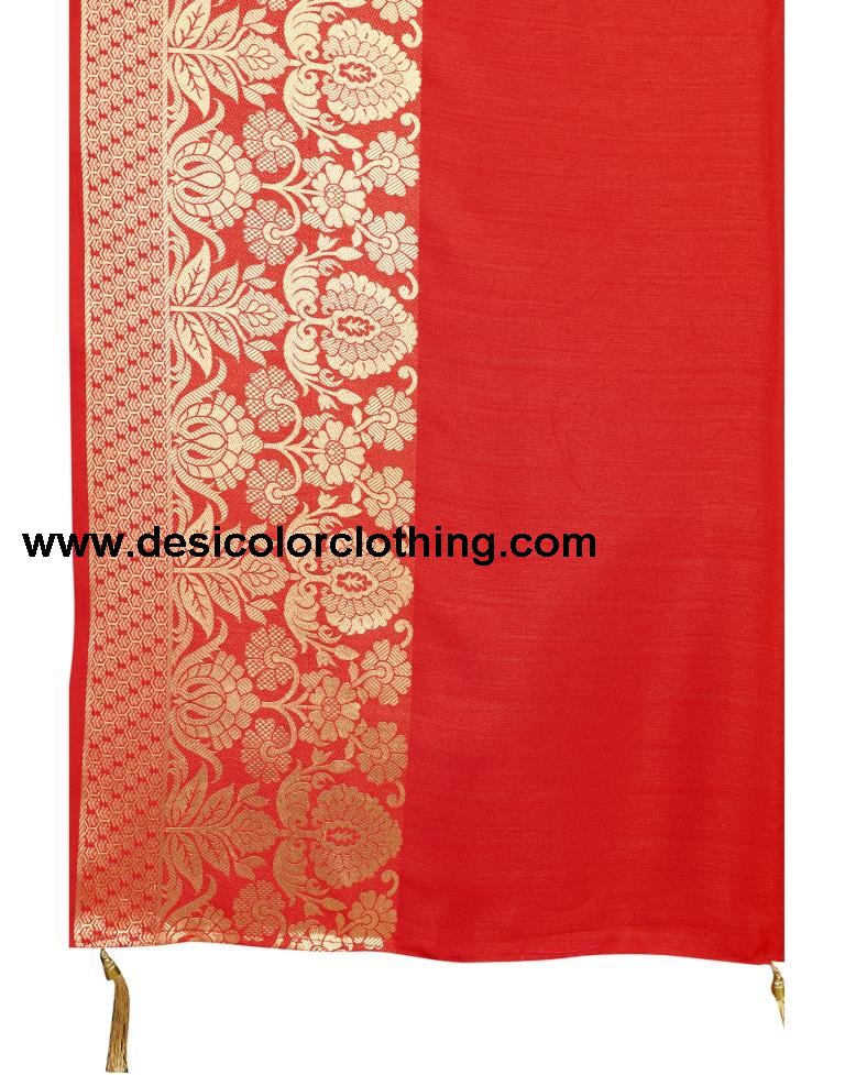 Red Coloured Tussar Poly Silk Jacquard Partywear saree