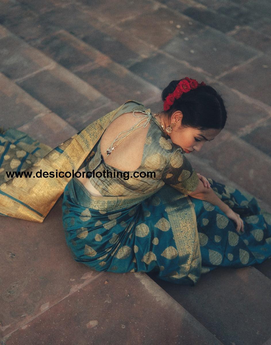 Rama Green Banarasi Silk Saree