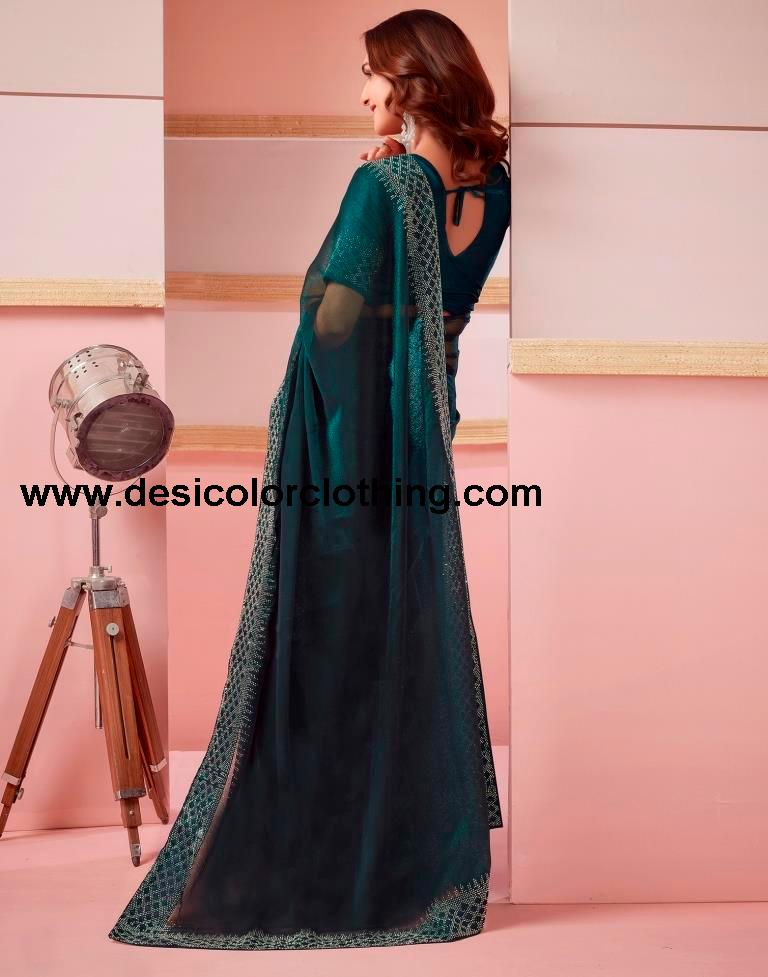 Rama Chiffon Plain Saree