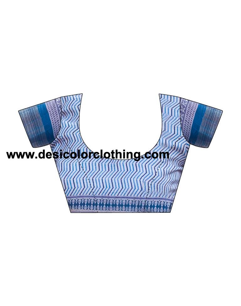 Blue Silk Printed Saree