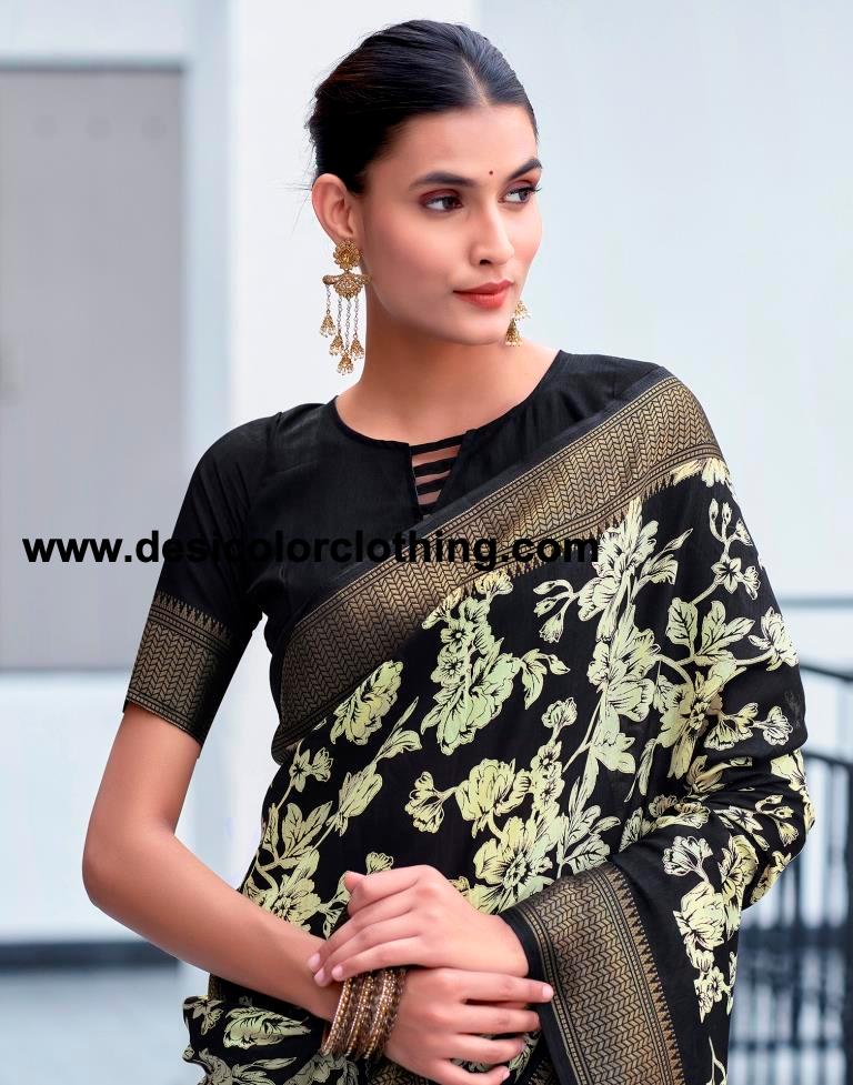 Black Silk Weaving Saree