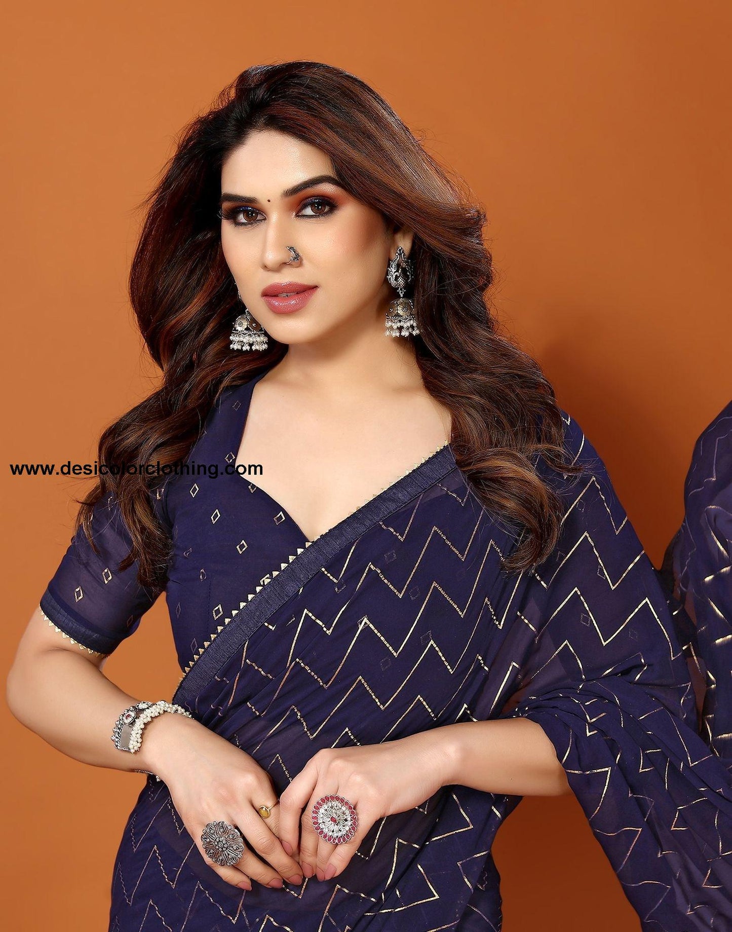 Blue Printed Saree