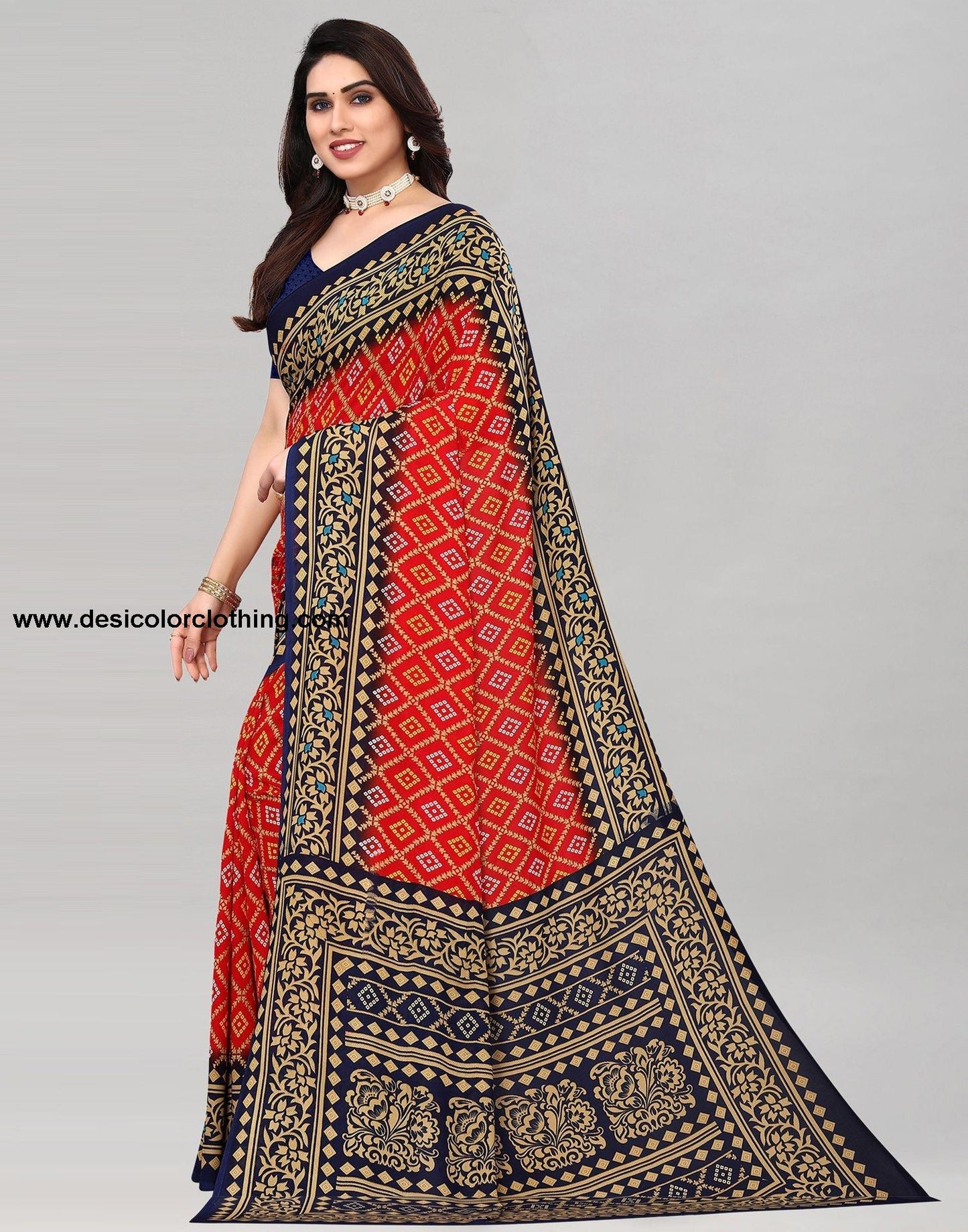 Red Raniel Printed Saree