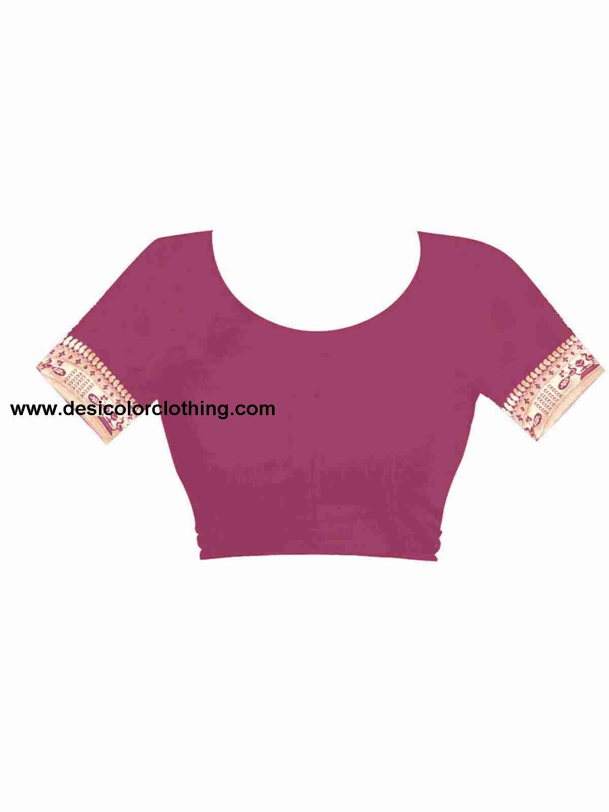 Pink Silk Plain Saree