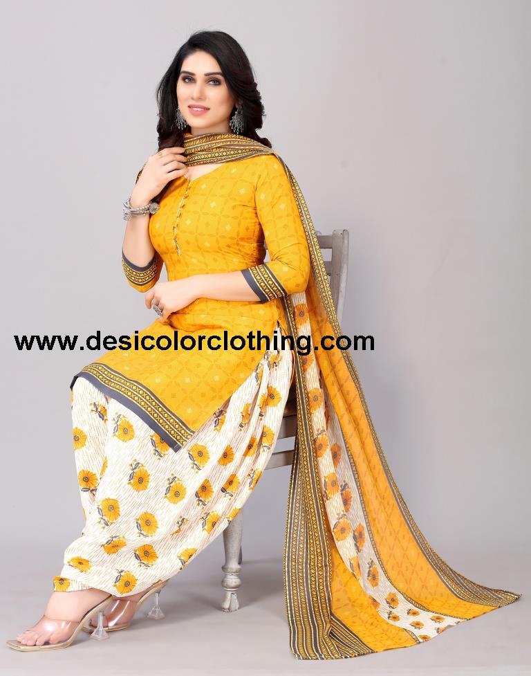 Printed Polyester Unstitched Salwar Suit Material