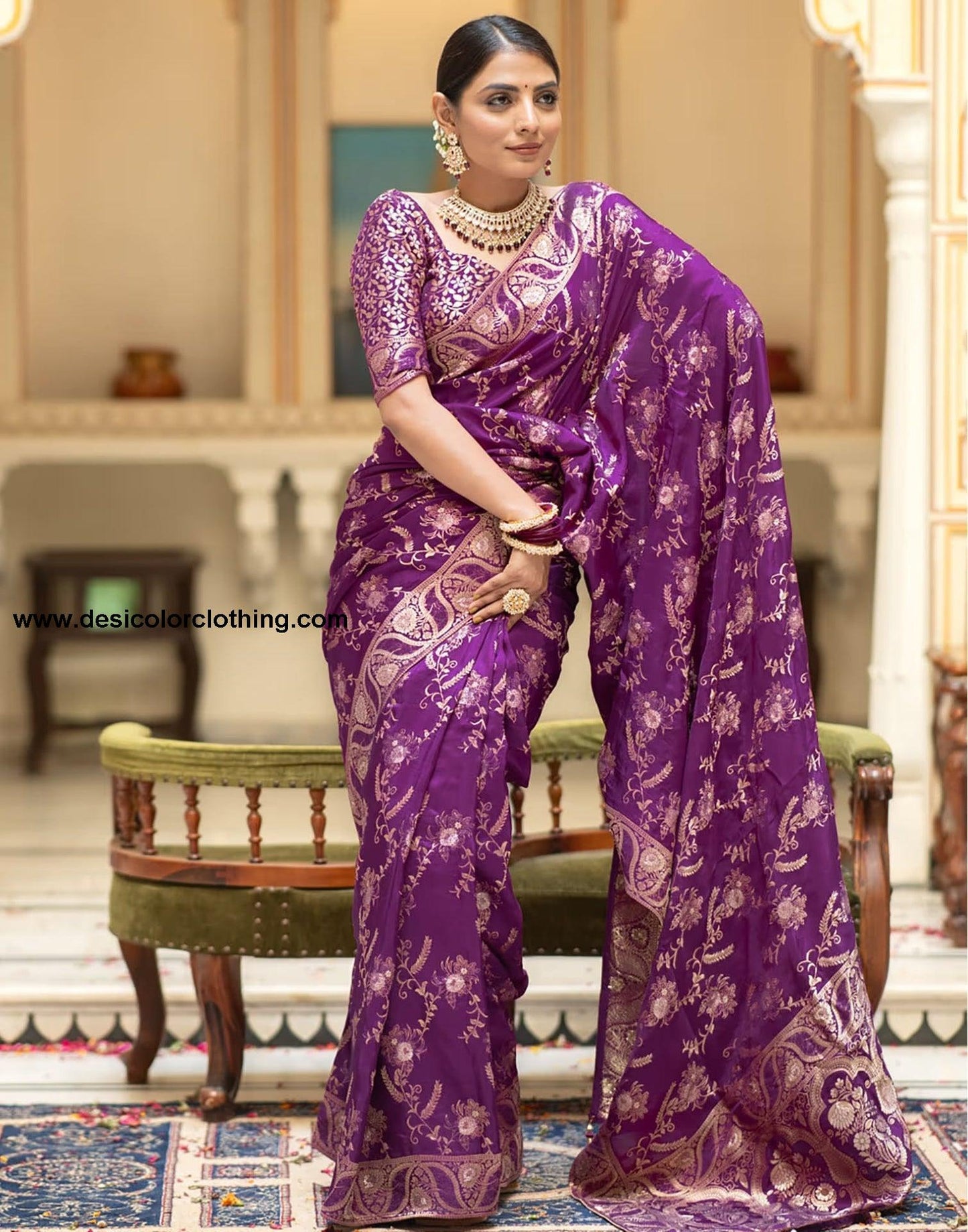 Purple Silk Plain Saree