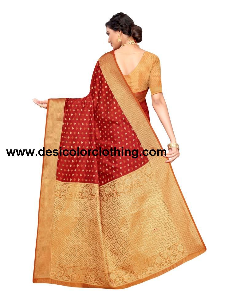 Red Coloured Poly Silk Jacquard Partywear saree