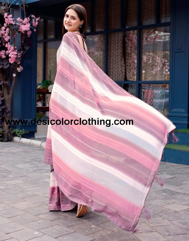 Dusty Purple Georgette Printed Sarees