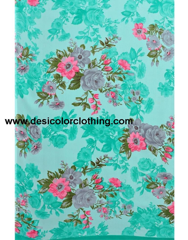 Gleaming Aqua Blue Printed Saree | 2041S576