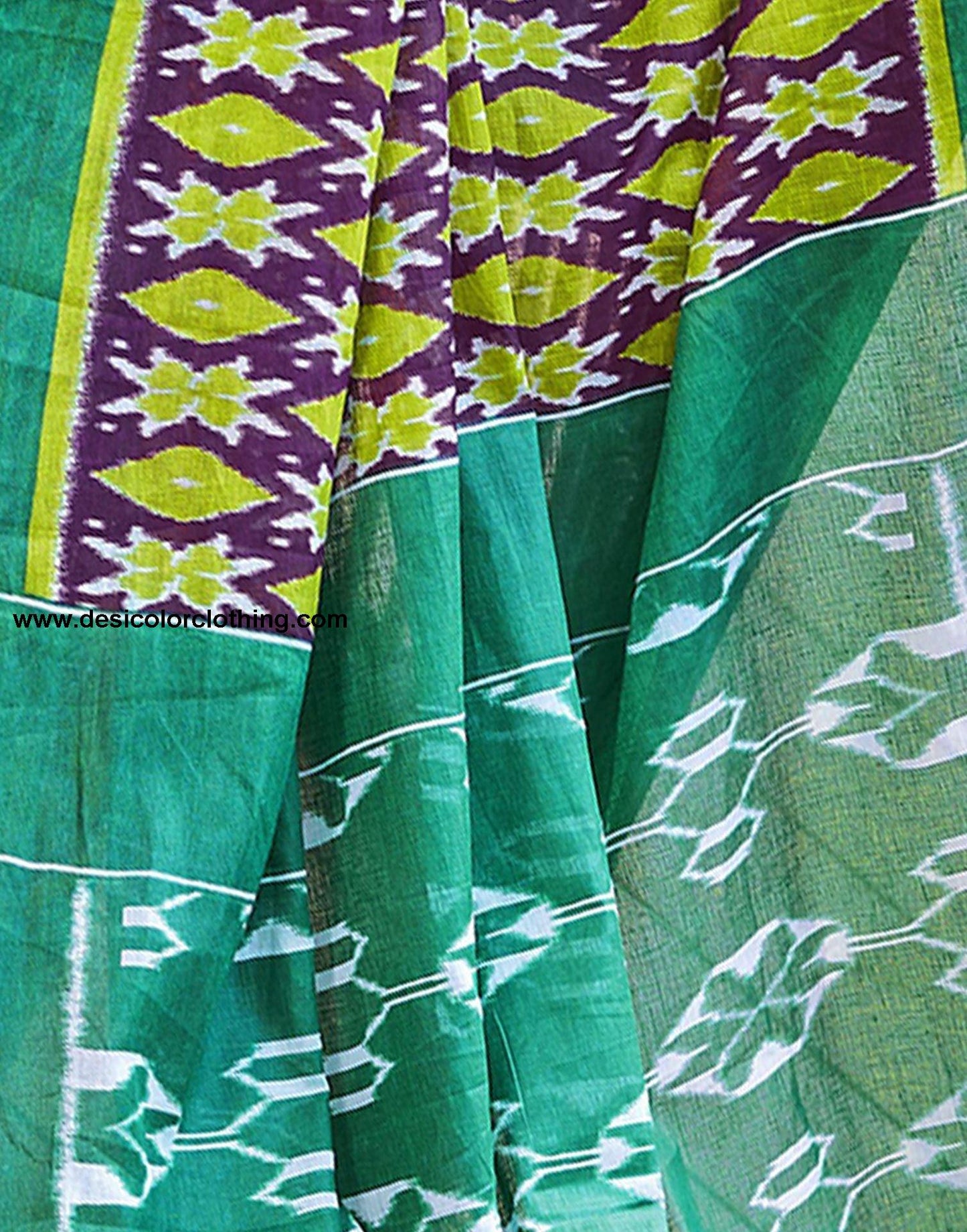 Purple Printed Cotton Pre-draped Saree
