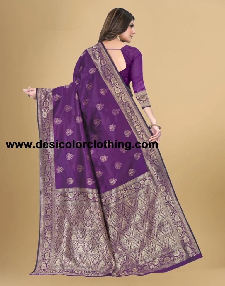 Purple Jacquard Banarasi Silk Saree