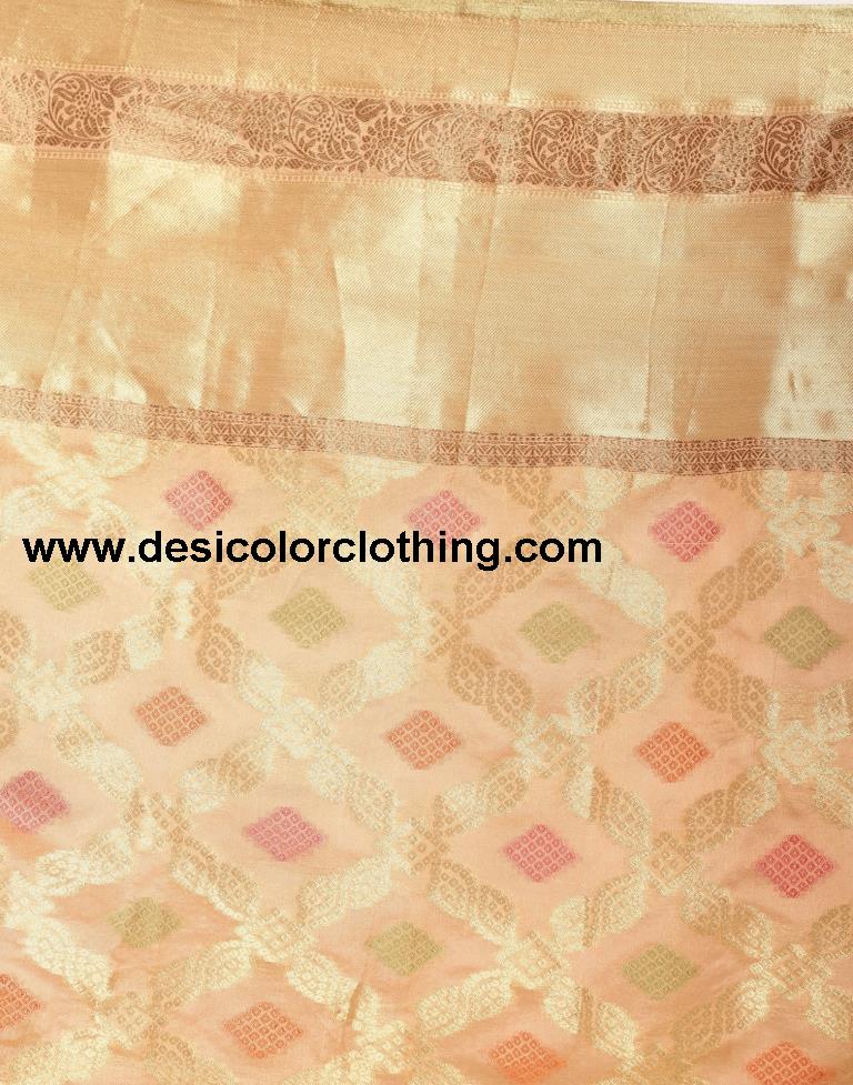 Peach Organza Saree