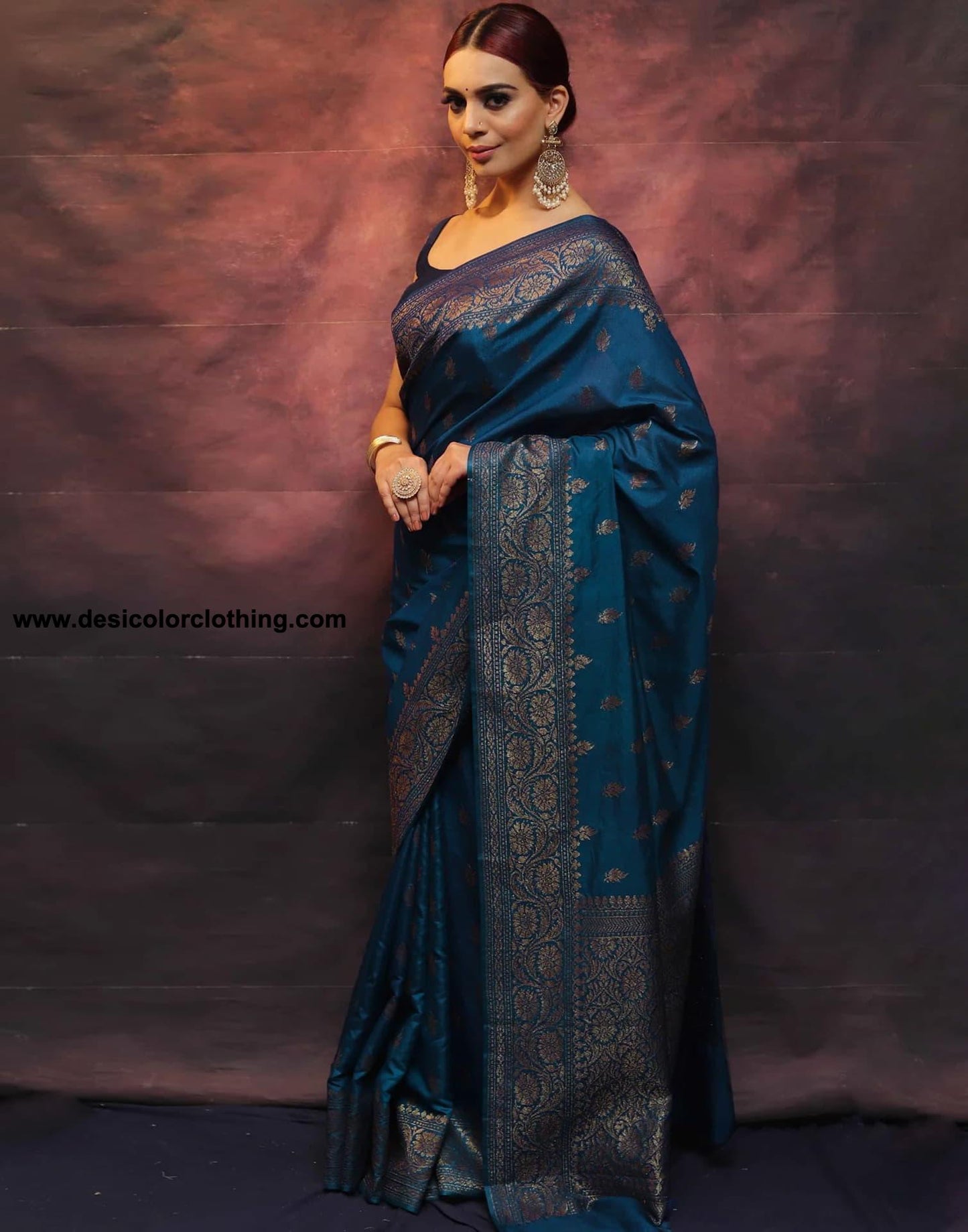 Blue Banarasi Silk Woven Saree