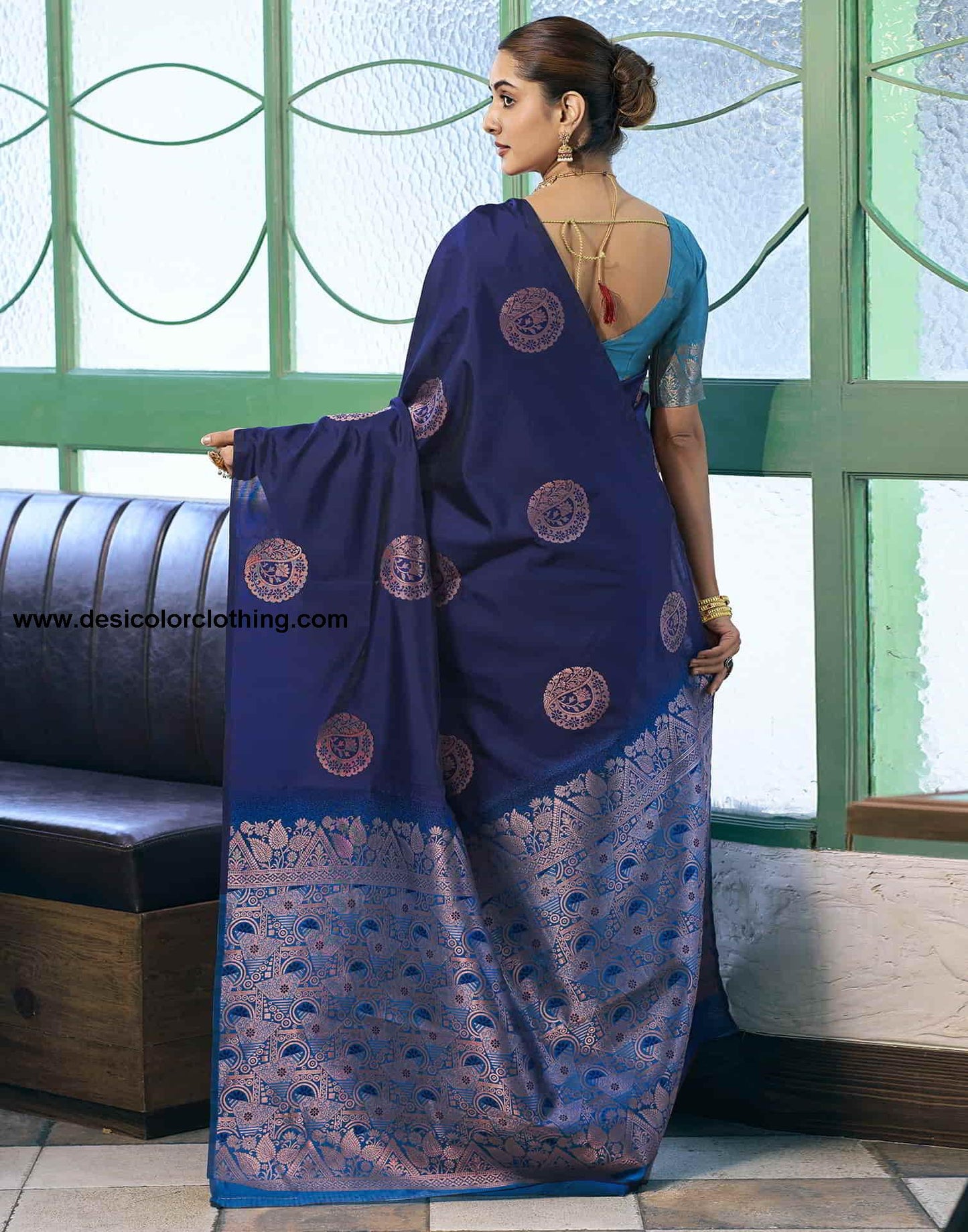 Blue Banarasi Silk Woven Saree