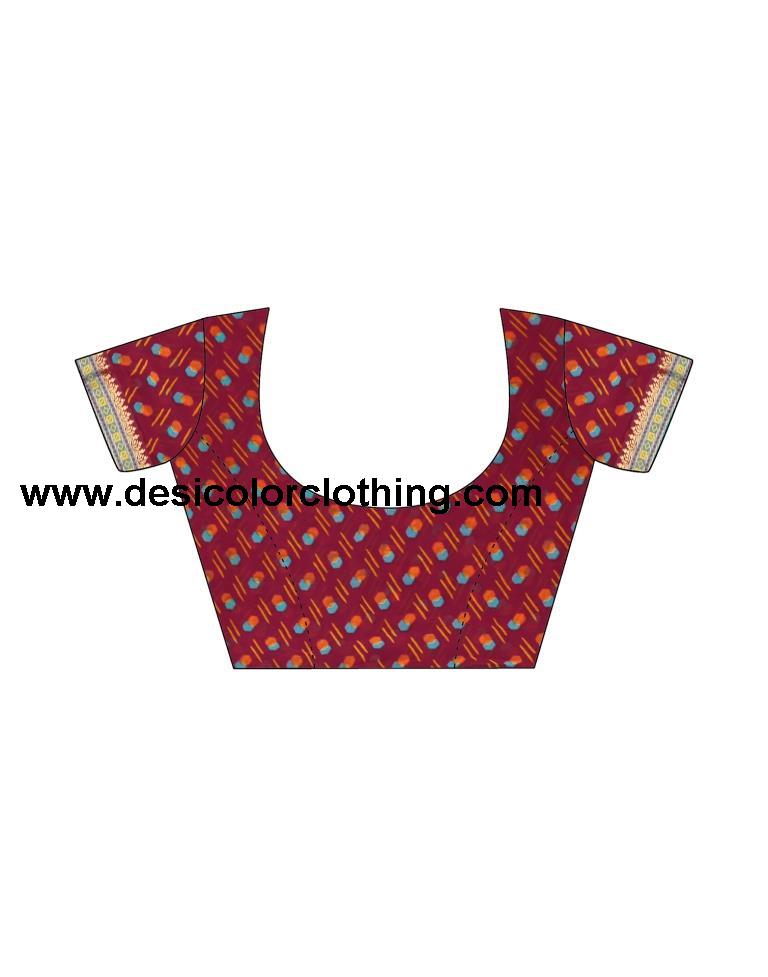Dark Red Georgette Printed Saree