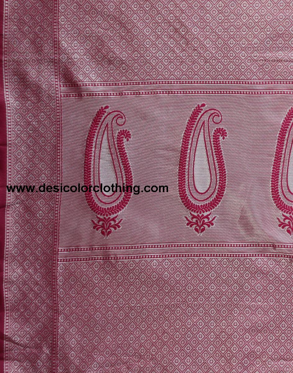 Cherry Red Banarasi Silk Saree