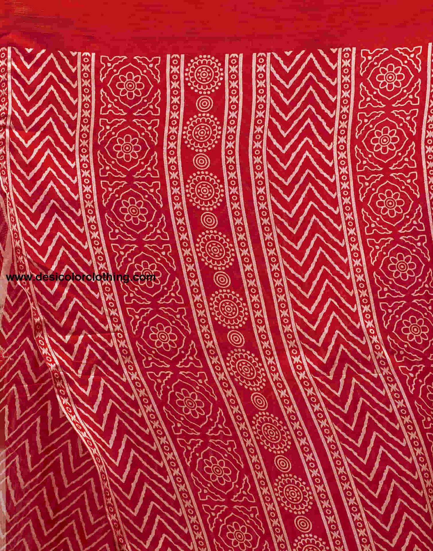 Red Cotton Printed Saree