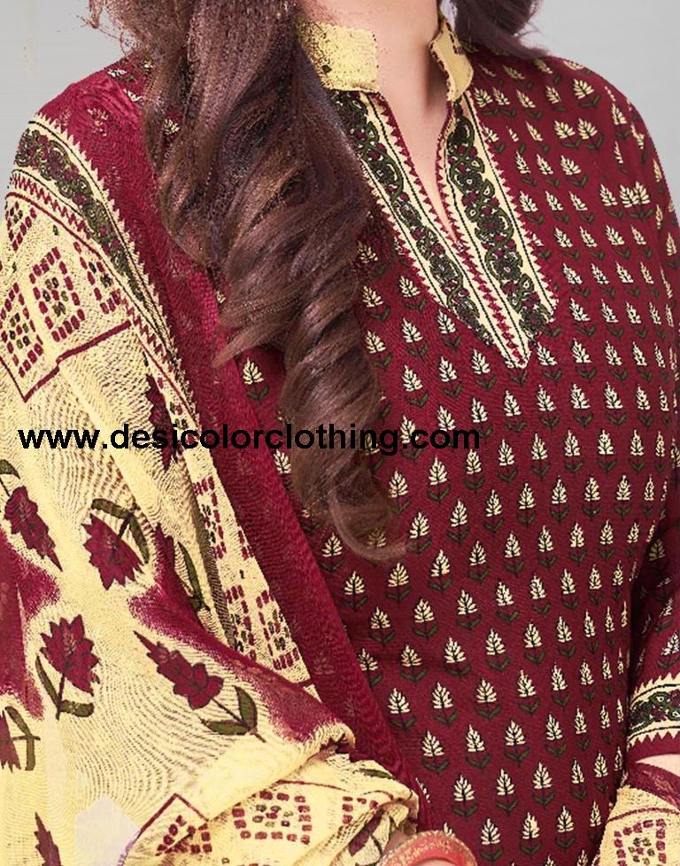Printed Polyester Unstitched Salwar Suit Material