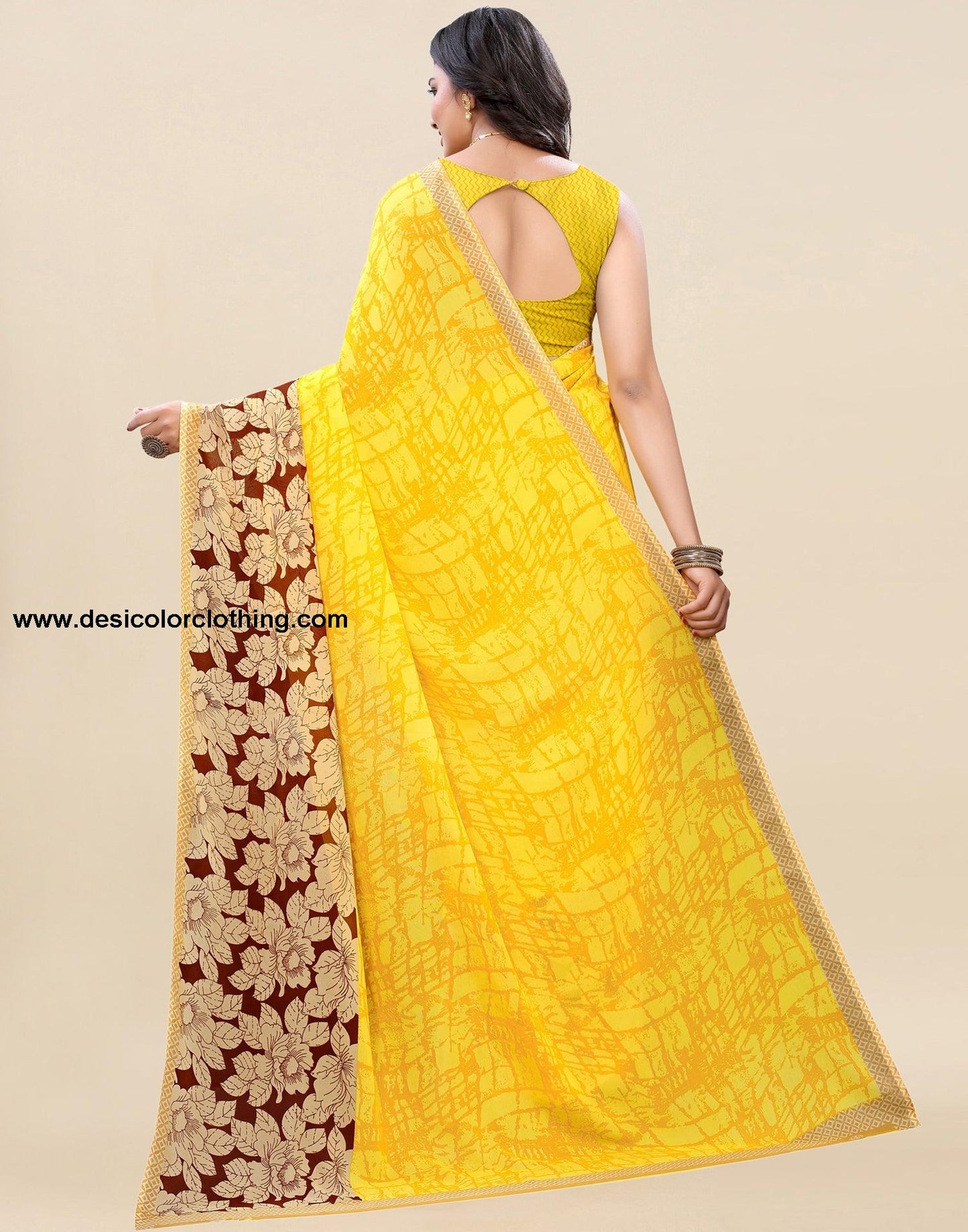 Yellow Printed Saree | 1182S106