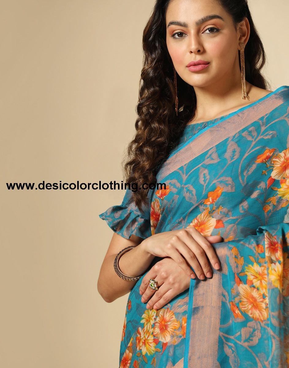 Rama Green Brasso Saree