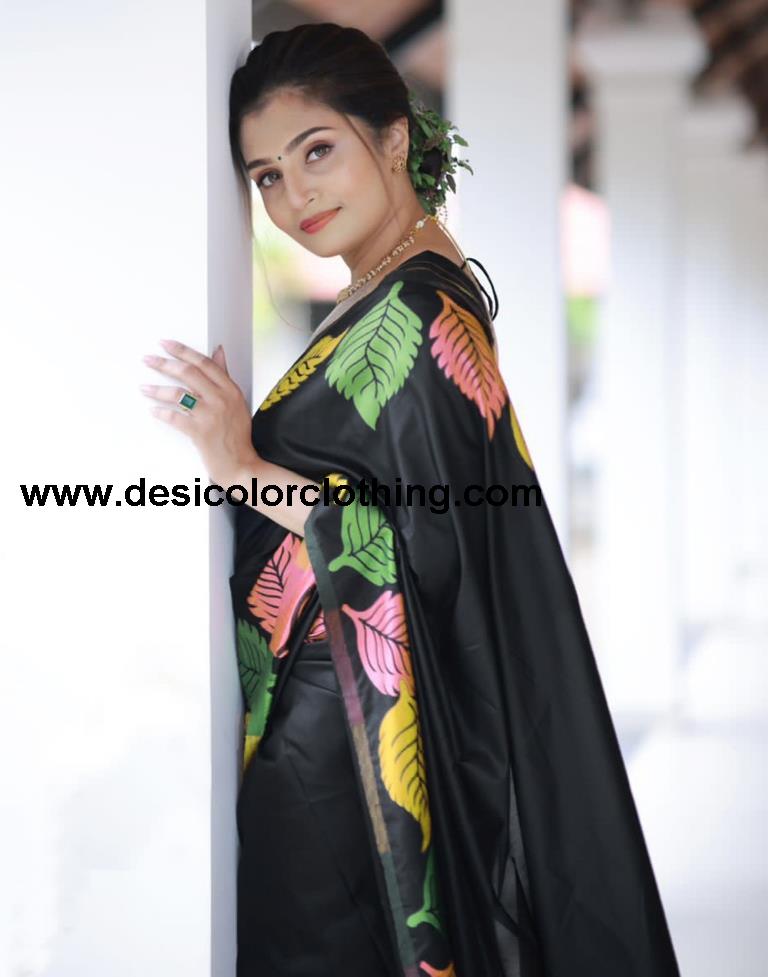 Black Silk Woven Sarees