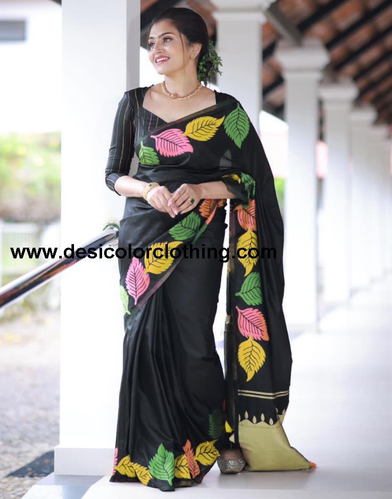Black Silk Woven Sarees