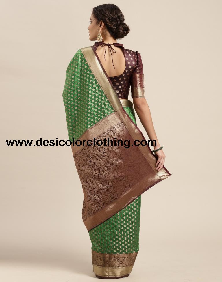 Parrot Green Silk Saree