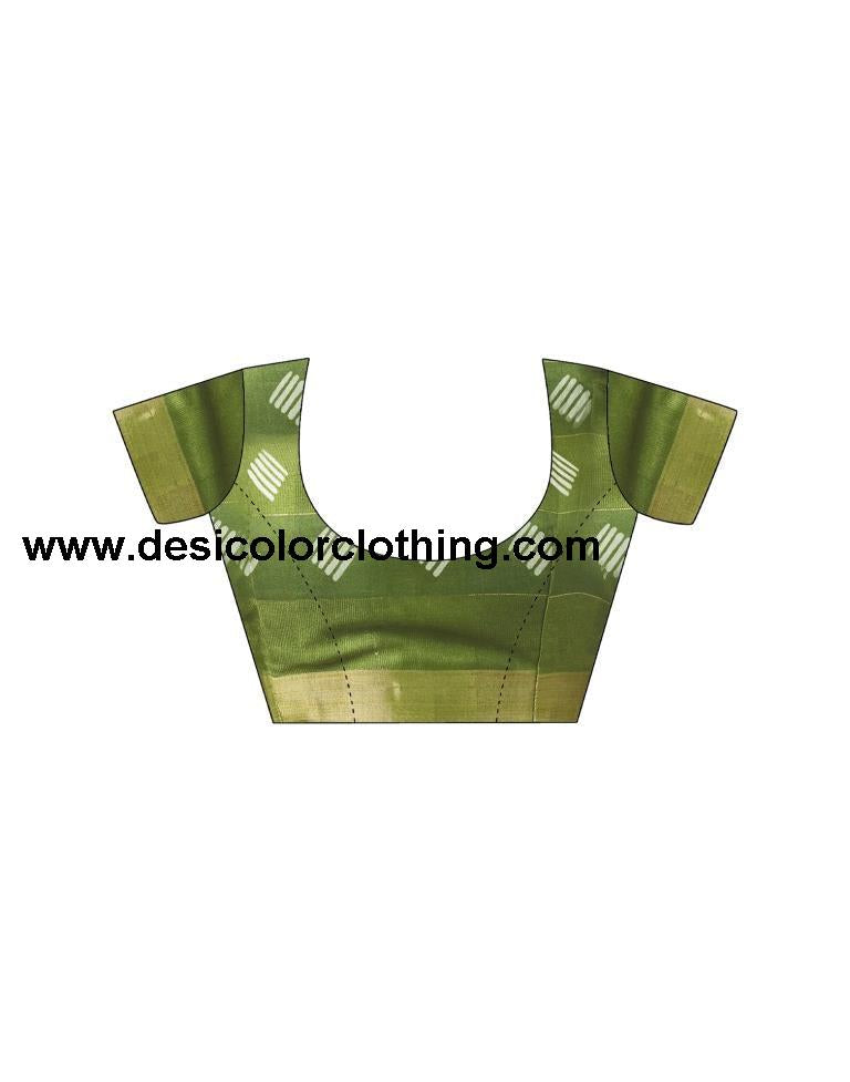 Olive Green Printed Cotton Saree