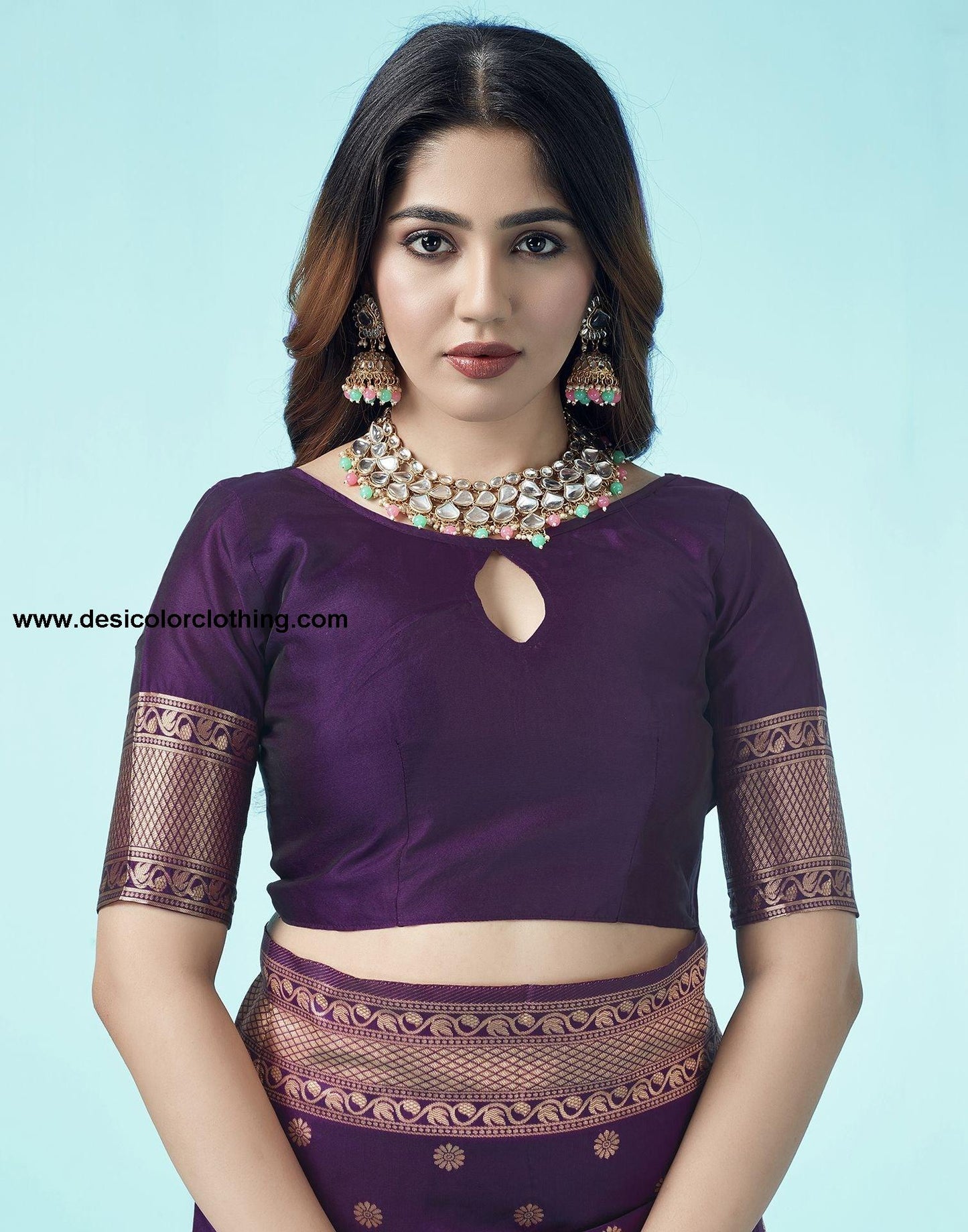 Purple Jacquard Silk Saree
