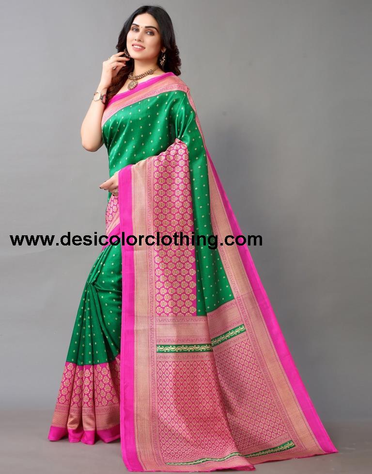 Green And Beige Silk Saree
