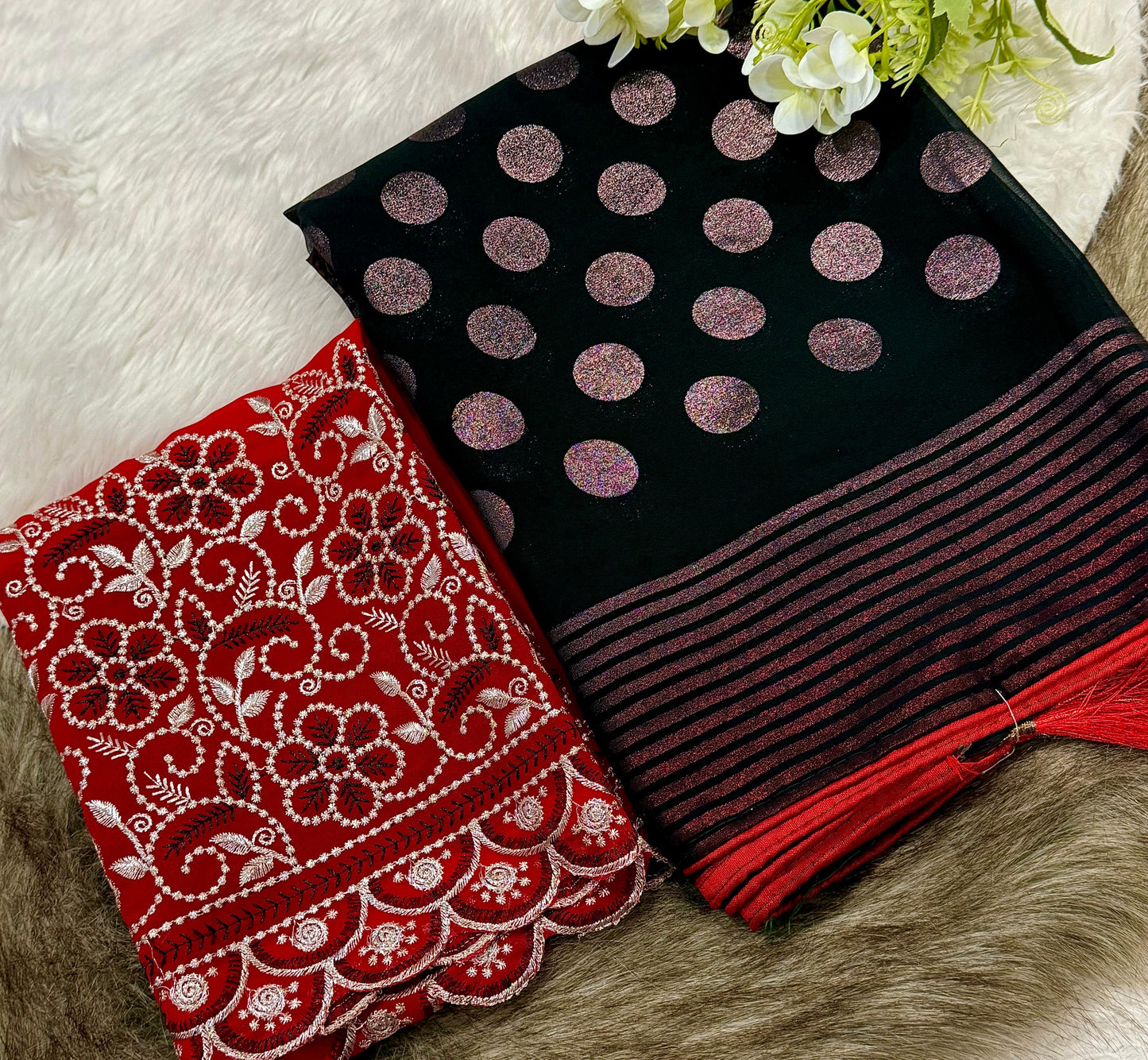 Product Image - Elegant Black Berry Georgette Saree